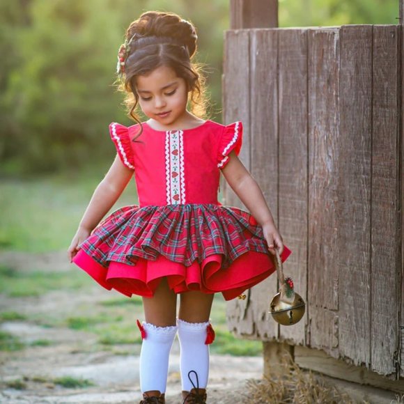 NWT Dollcake Gift of Giving Holiday Plaid Tartan Christmas Dress Girls sz 12 - Picture 2 of 4